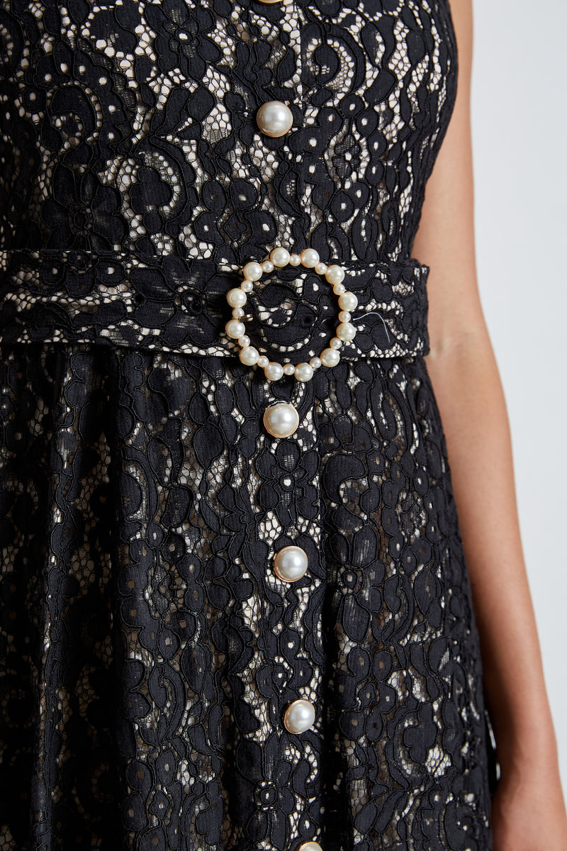 Pearl Detail Lace Dress