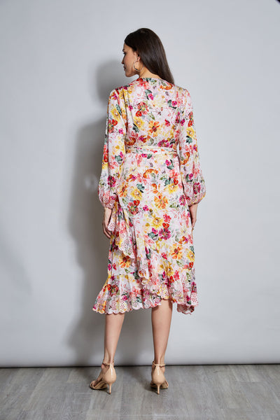 Embroidered Floral Wrap Dress Image 5