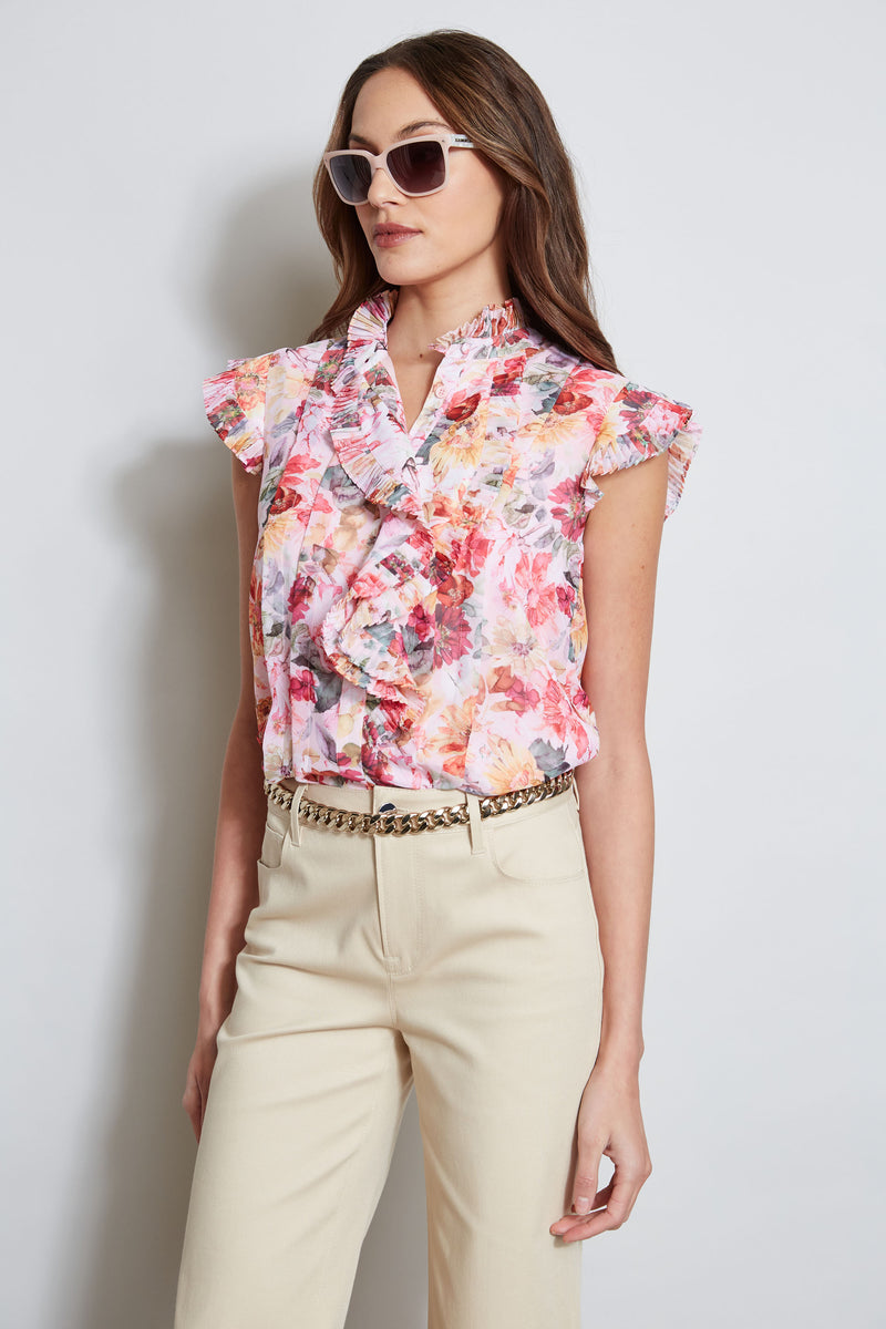 Pleated Floral Shirt