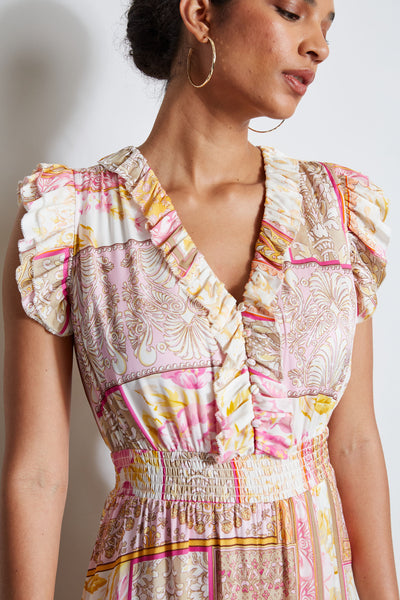 Patchwork Print Midi Dress Image 5