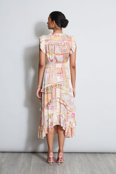 Patchwork Print Midi Dress Image 7