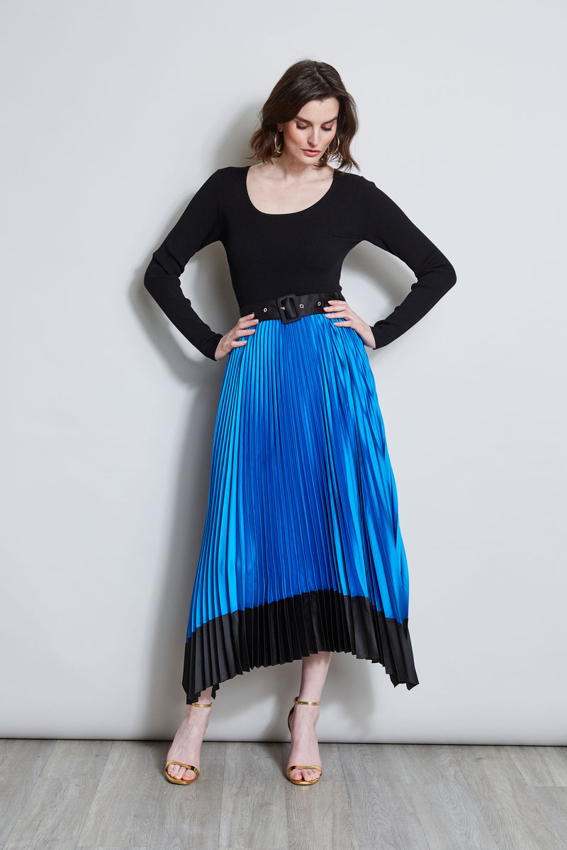 Pleated Belted Dress