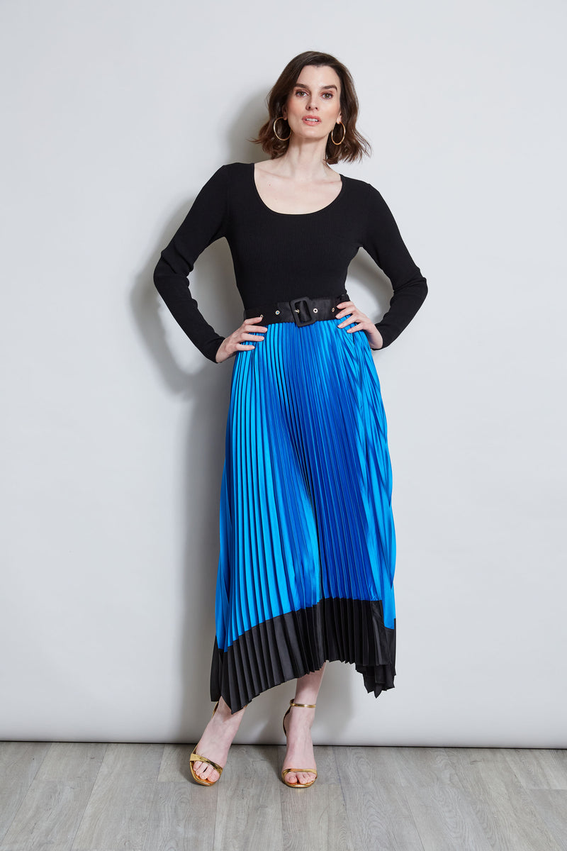 Pleated Belted Dress