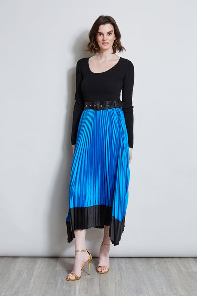 Pleated Belted Dress Image 3