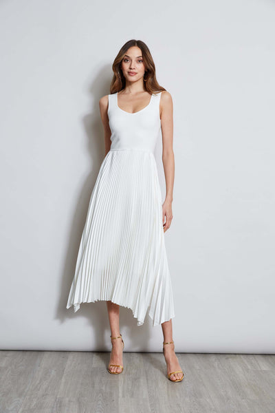 Sleeveless Contour Pleated Midi Dress Image 1