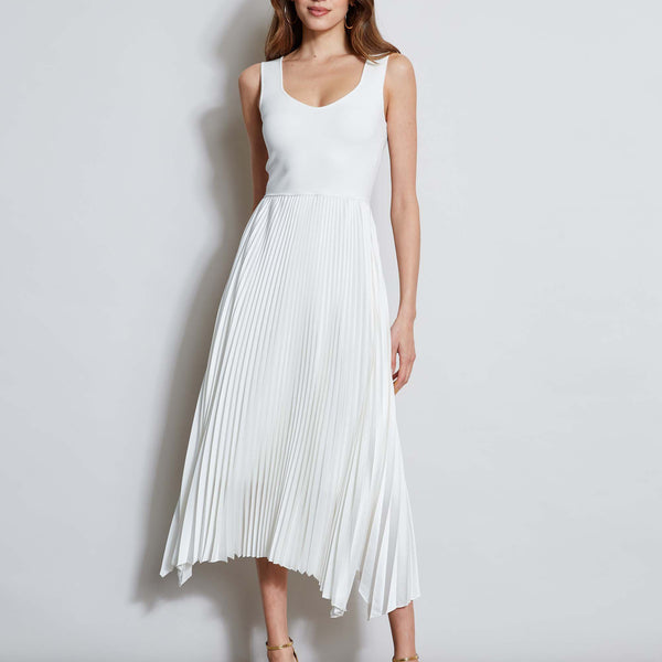 knee length dresses for ladies Haddy Pleated Midi Dress in Ecru main image 1