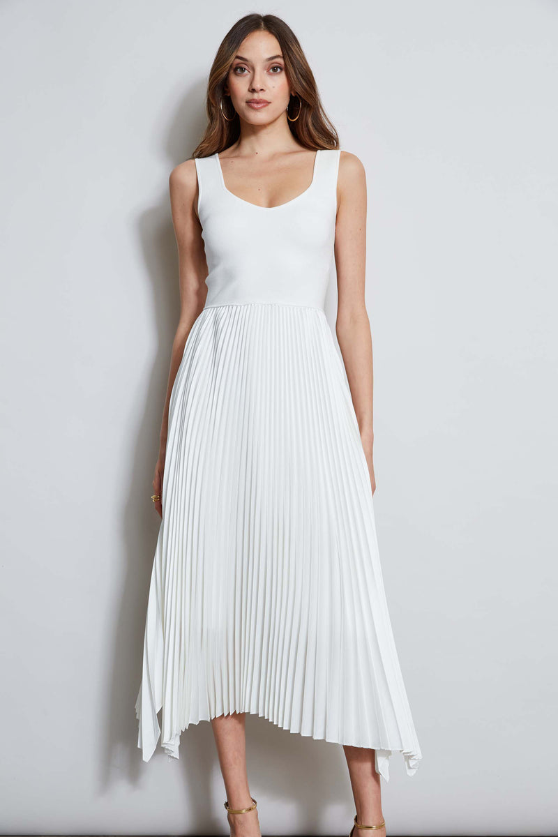 Sleeveless Contour Pleated Midi Dress Elie Tahari Sleeveless Contour Pleated Midi Dress Elie Tahari