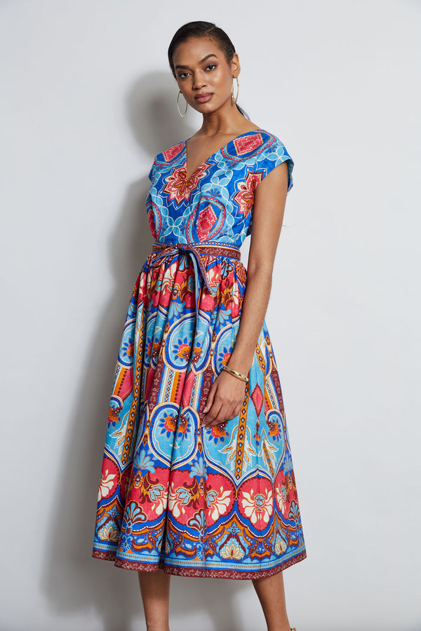 Tapestry Floral Cotton Midi Dress