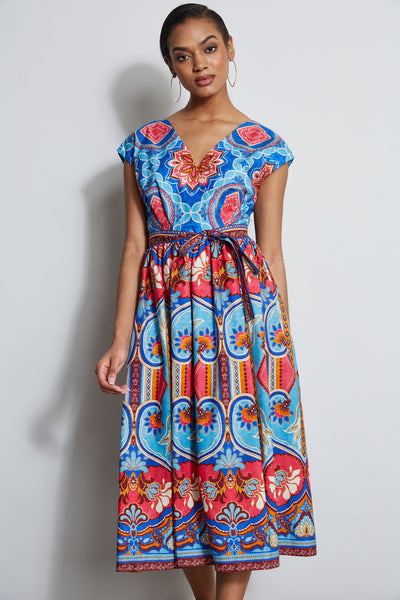 Tapestry Floral Cotton Midi Dress Image 3