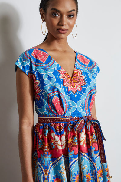 Tapestry Floral Cotton Midi Dress Image 4