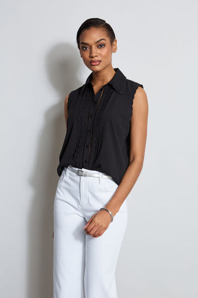 Sleeveless Button-Down Shirt Image 3