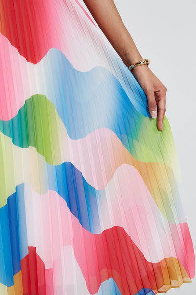 Halter Pleated Print Midi Dress Image 5