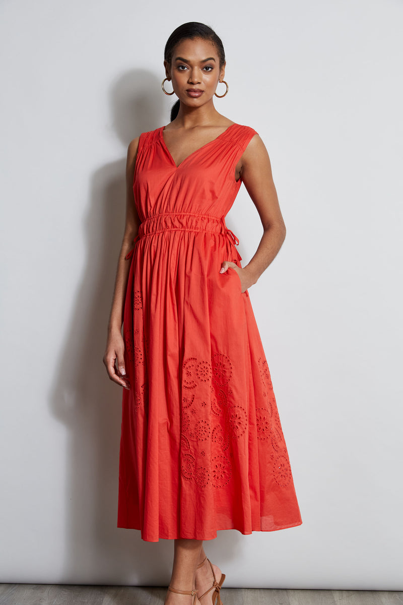 Embroidered Midi Dress Elie Tahari Embroidered Midi Dress Elie Tahari