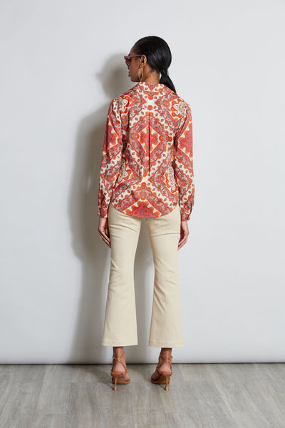 Silk Tile Print Button Down Shirt Image 5