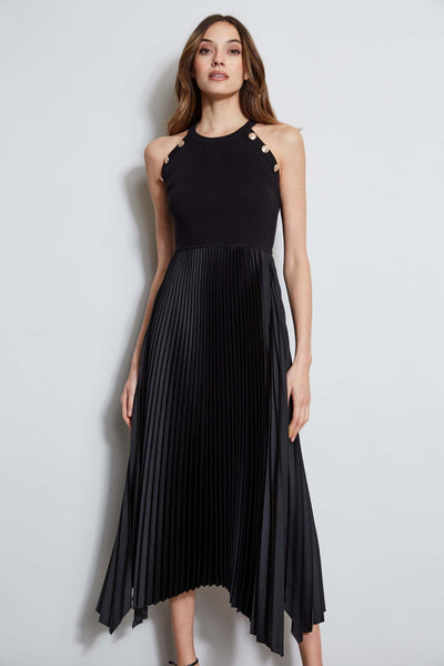 Pleated Halter Midi Dress Image 3