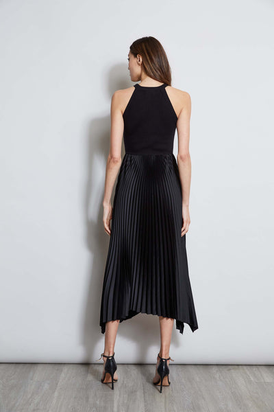 Pleated Halter Midi Dress Image 6