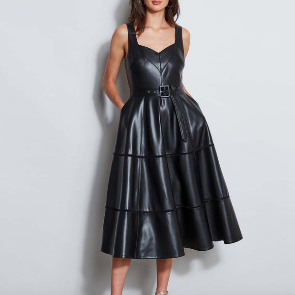 Vegan Leather Fit & Flare Dress – Elie Tahari