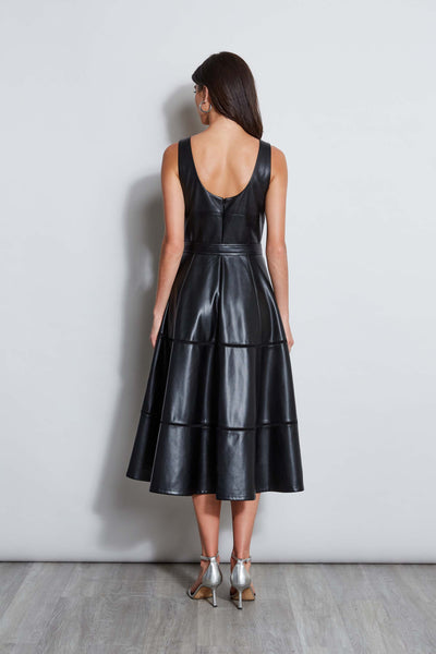 Vegan Leather Fit & Flare Dress Image 6