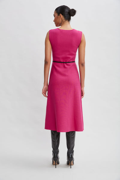 Square Neck Belted Sweater Dress Image 3