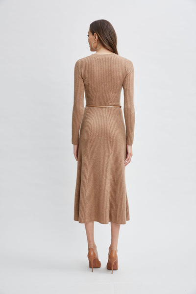 Cashmere Long Sleeve Belted Dress Image 4
