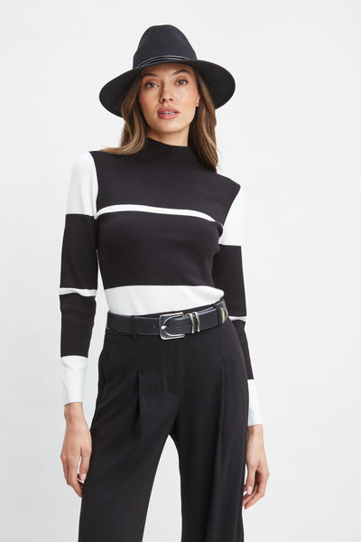 Stripe Mock Neck Sweater Image 1