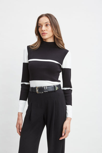 Stripe Mock Neck Sweater Image 4