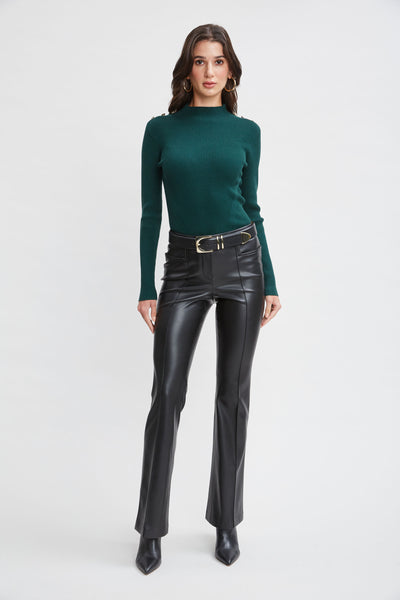 Mock Neck Button Sweater Image 2