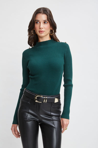 Mock Neck Button Sweater Image 1