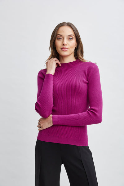 Mock Neck Button Sweater Image 1