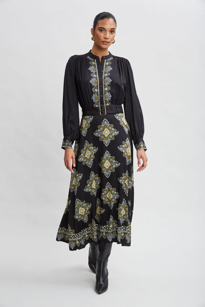 Silk Geometric Midi Dress Image 1