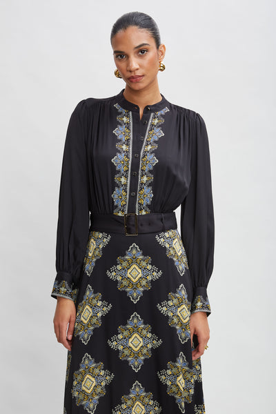 Silk Geometric Midi Dress Image 4