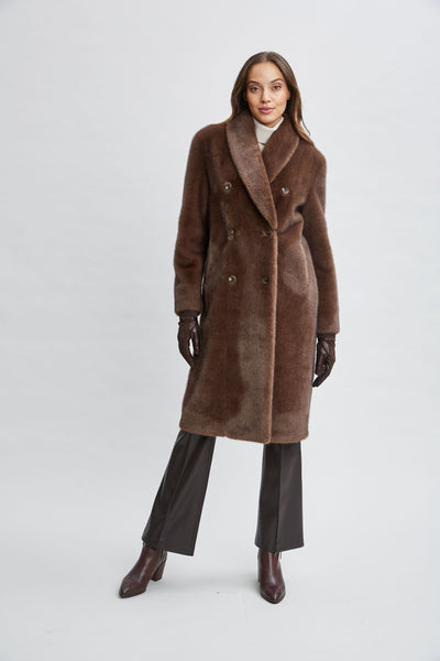 Vegan Fur Double Breasted Coat Image 1
