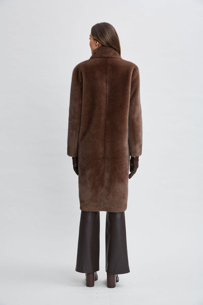 Vegan Fur Double Breasted Coat Image 6