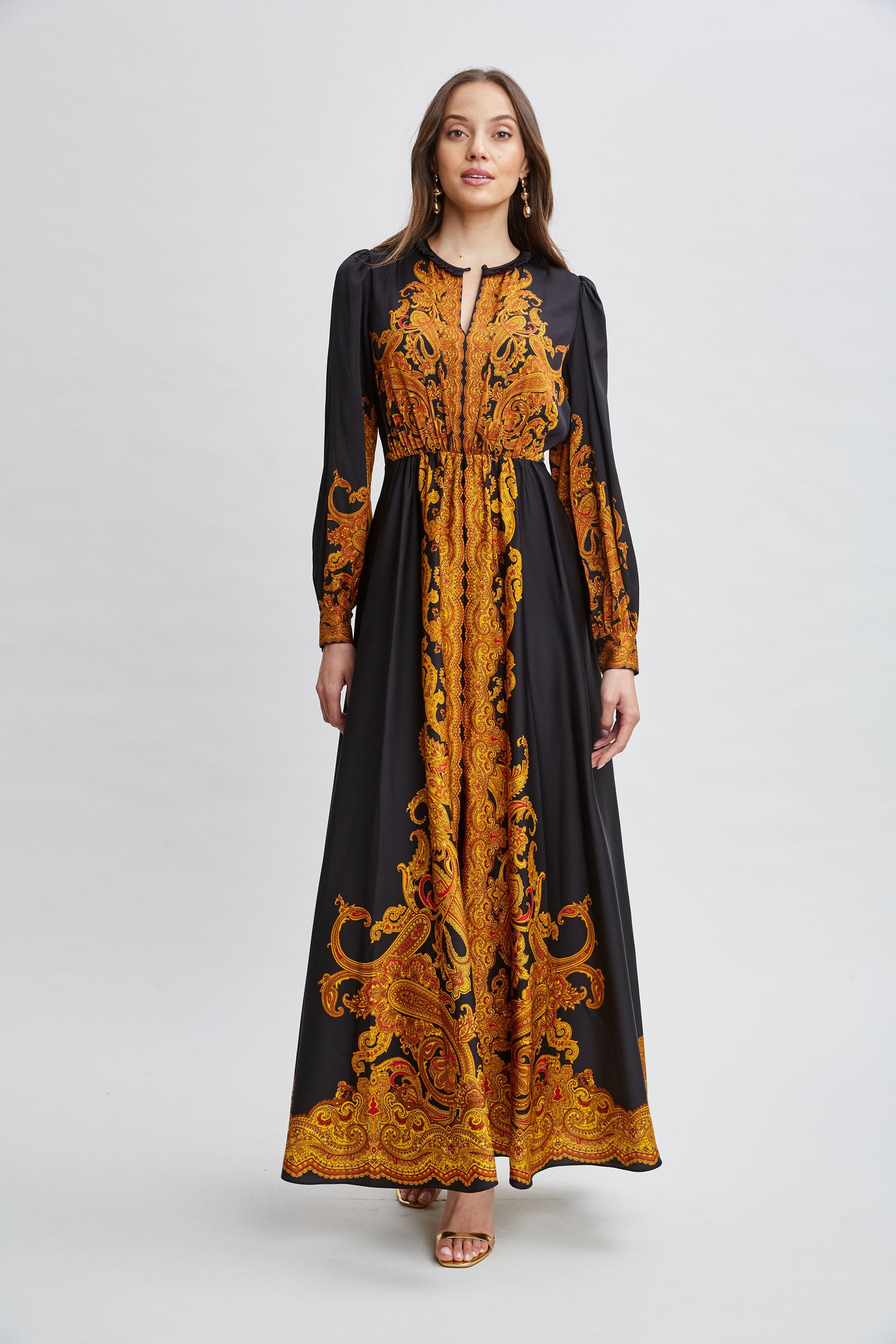 MICHAEL KORS】ペイズリー ティアード袖SILK dress