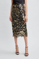 Floral Sequin Midi Skirt