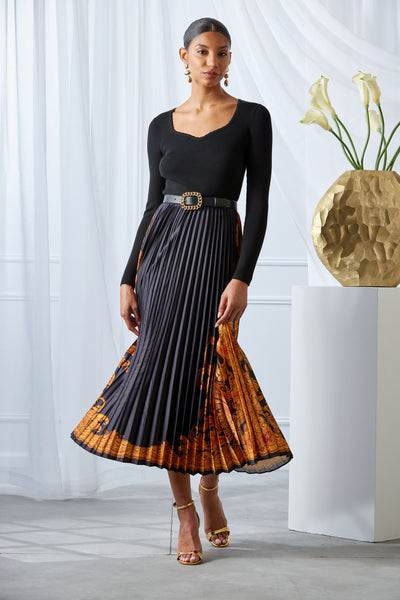 Paisley Pleated Midi Dress Image 4