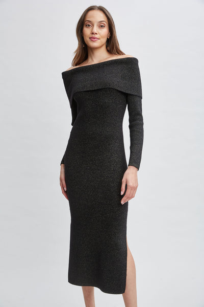 Metallic Cashmere Off-Shoulder Dress Image 2