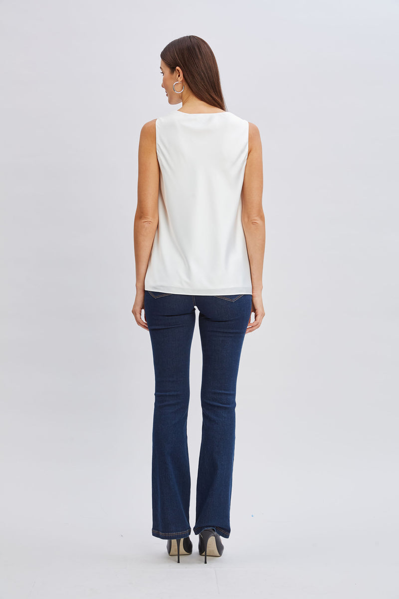Silk Satin Cowl Neck Top