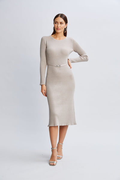 Metallic Belted Sweater Dress Image 3