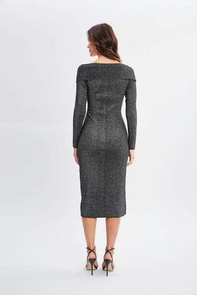 Off-Shoulder Metallic Sweater Dress Image 5