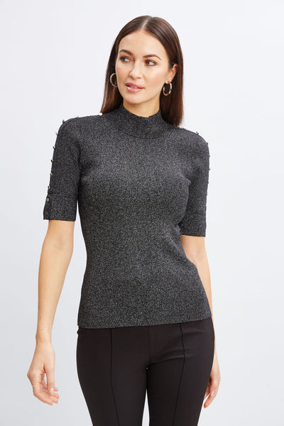 Metallic Mock Neck Short Sleeve Sweater Image 4