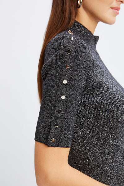 Metallic Mock Neck Short Sleeve Sweater Image 5