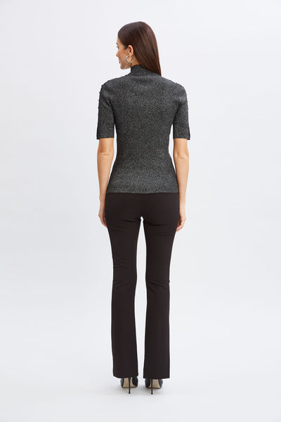 Metallic Mock Neck Short Sleeve Sweater Image 7