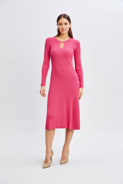 Scallop Keyhole Sweater Dress Image 3