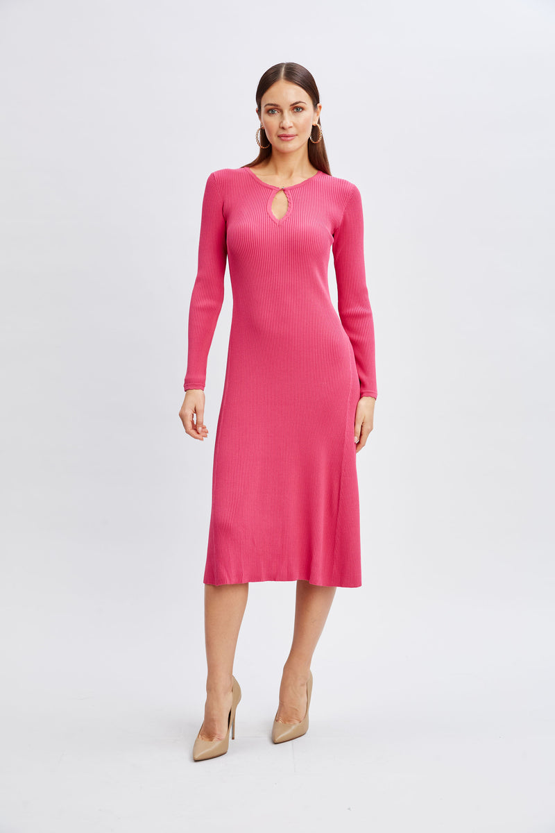 knee length dresses for ladies Scallop Keyhole Sweater Dress Elie Tahari knee length dresses for ladies Scallop Keyhole Sweater Dress Elie Tahari