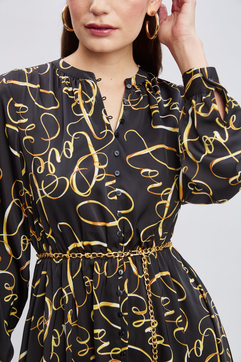 T-Tahari Letter Print Chain Dress