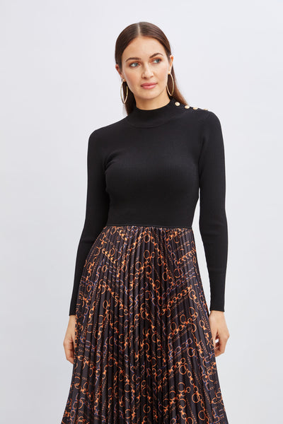 Mixed Media Chain Pleated Dress Image 3