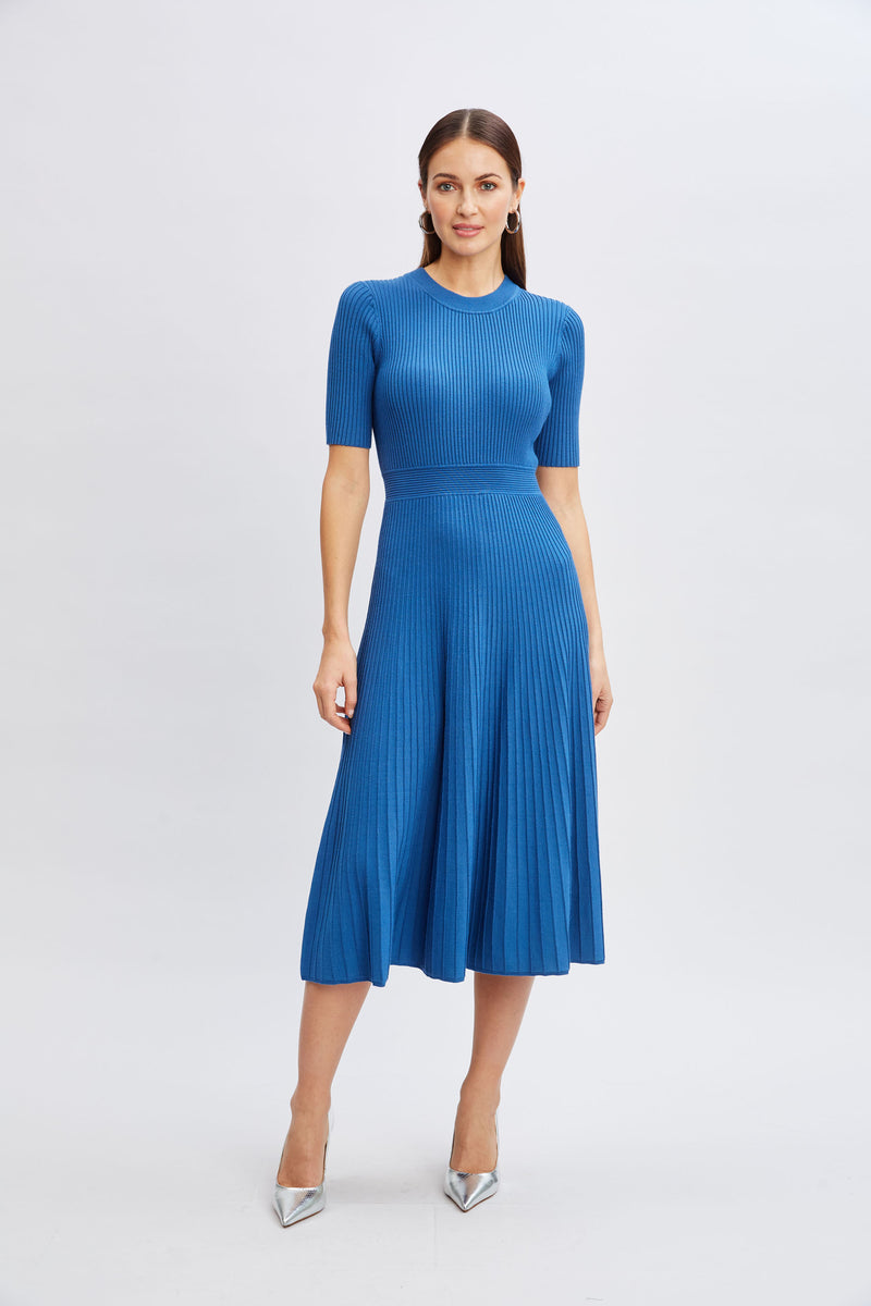 Short Sleeve Rib Flare Sweater Dress Elie Tahari Short Sleeve Rib Flare Sweater Dress Elie Tahari