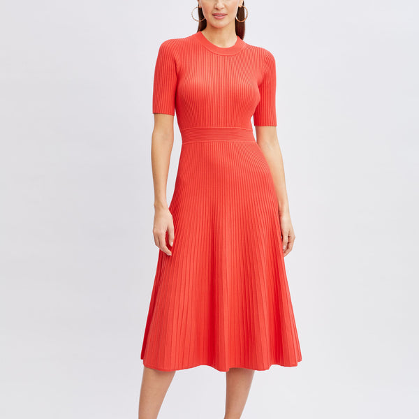 Short Sleeve Rib Flare Sweater Dress – Elie Tahari