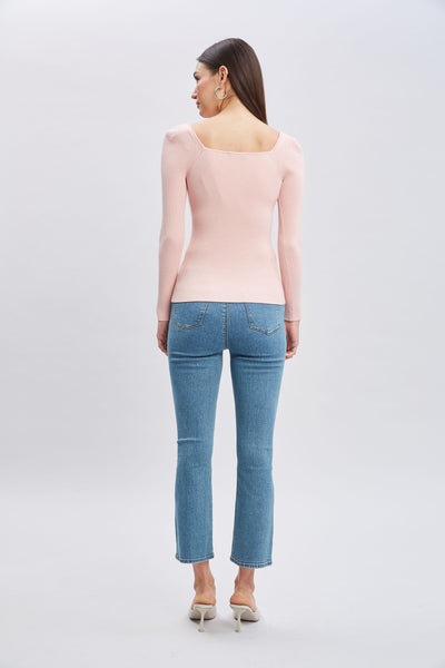 Contour Neck Rib Sweater Image 6